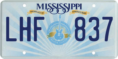 MS license plate LHF837