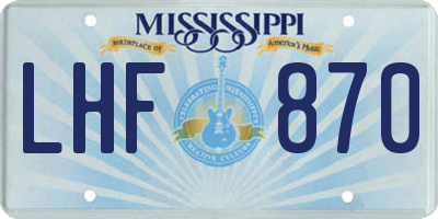 MS license plate LHF870