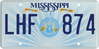 MS license plate LHF874