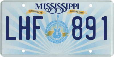 MS license plate LHF891
