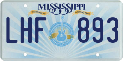 MS license plate LHF893