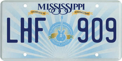 MS license plate LHF909