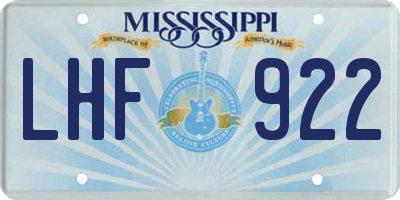 MS license plate LHF922