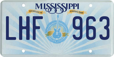 MS license plate LHF963