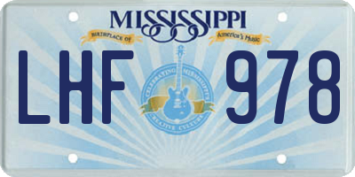 MS license plate LHF978
