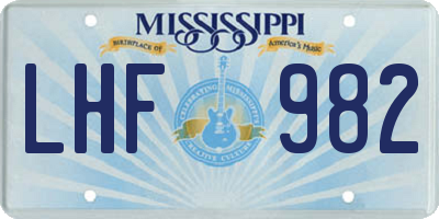 MS license plate LHF982