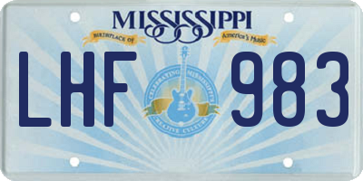 MS license plate LHF983