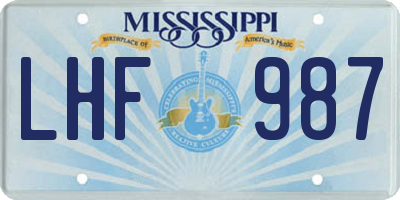 MS license plate LHF987