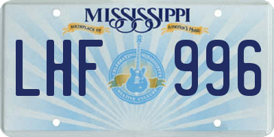 MS license plate LHF996