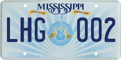 MS license plate LHG002