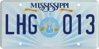 MS license plate LHG013
