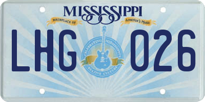 MS license plate LHG026