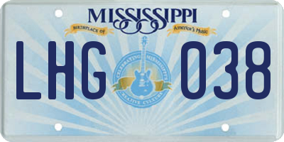 MS license plate LHG038