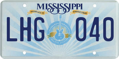 MS license plate LHG040