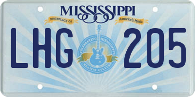 MS license plate LHG205