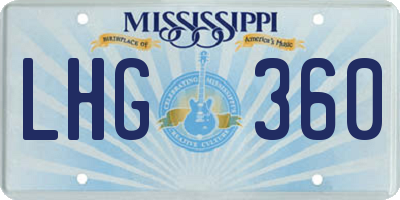 MS license plate LHG360