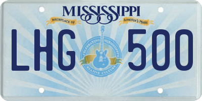 MS license plate LHG500