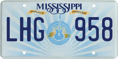 MS license plate LHG958