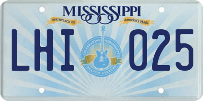 MS license plate LHI025