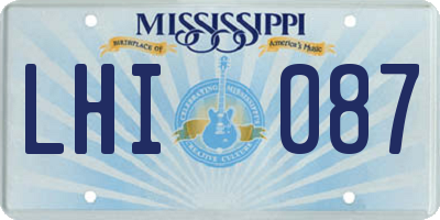 MS license plate LHI087