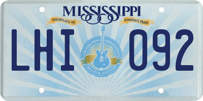 MS license plate LHI092