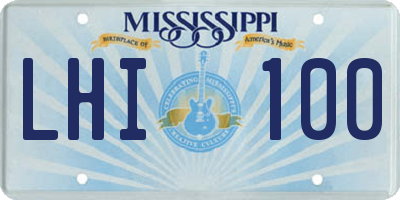 MS license plate LHI100