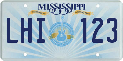 MS license plate LHI123