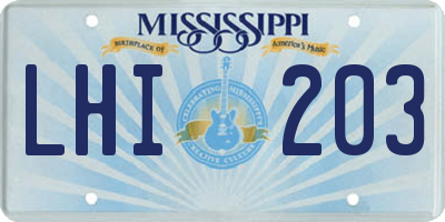MS license plate LHI203