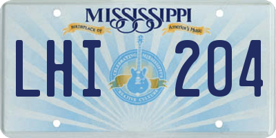 MS license plate LHI204