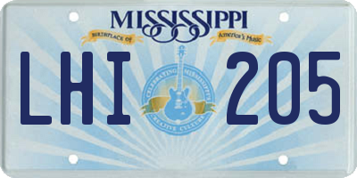 MS license plate LHI205