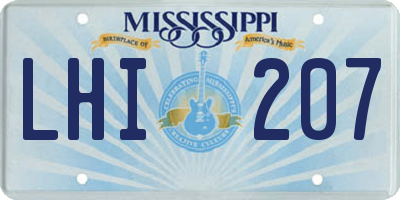 MS license plate LHI207