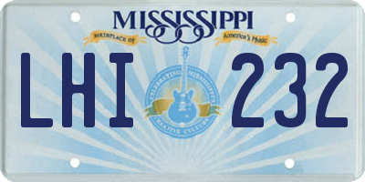MS license plate LHI232