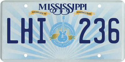 MS license plate LHI236