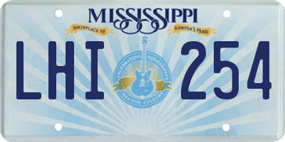 MS license plate LHI254