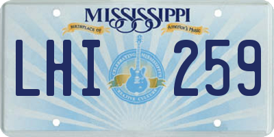 MS license plate LHI259