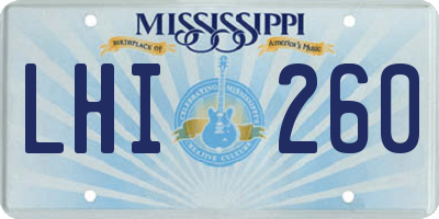 MS license plate LHI260