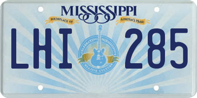 MS license plate LHI285