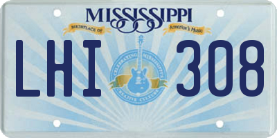 MS license plate LHI308