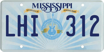 MS license plate LHI312