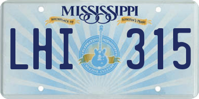 MS license plate LHI315