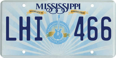 MS license plate LHI466
