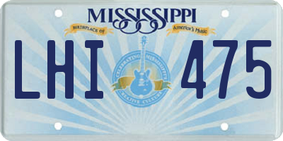 MS license plate LHI475