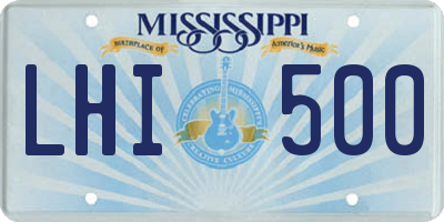MS license plate LHI500
