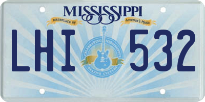 MS license plate LHI532