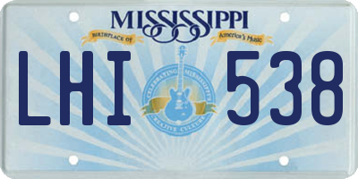 MS license plate LHI538