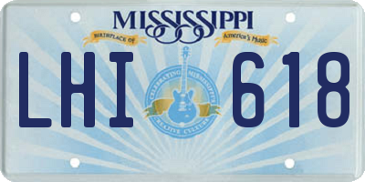 MS license plate LHI618