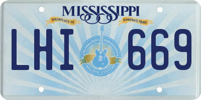 MS license plate LHI669