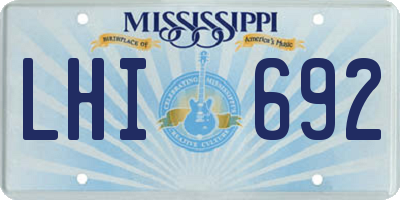 MS license plate LHI692