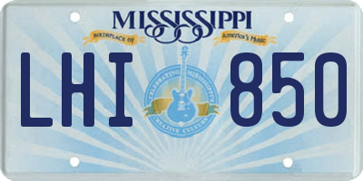 MS license plate LHI850