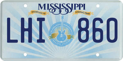 MS license plate LHI860